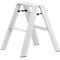 Weisse Trittleiter mit schwarzen Details und schwarzen Füssen.