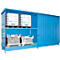 Stellingcontainer Bauer type CEN 59-2 IBC, 2 etages, schuifdeur, 2000 l, tot 8 IBC's, B 6245 x D 1550 x H 3465 mm, lichtblauw RAL 5012