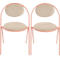Stoelen Saturne Meet by Paperflow - B 520 x D 540 x H 820 mm - stalen buis roze - fluweel ivoor - set van 2