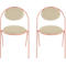 Stoelen Saturne Meet by Paperflow - B 520 x D 540 x H 820 mm - stalen buis roze - kunstleer ivoor - set van 2