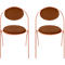 Stoelen Saturne Meet by Paperflow - B 520 x D 540 x H 820 mm - stalen buis roze - kunstleer roest - set van 2