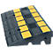 Stoeprand, tot 40 t, antislip, reflecterende strips, te gebruiken als kabelbrug, L 600 x B 360 x H 150 mm, hard rubber, zwart-geel