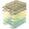 A stack of transparent, different-colored document trays.
