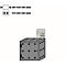Gray cube with dots and a small door knob. Next to it are dimensions and RAL 7035.