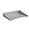 Grey, curved shelf with a raised edge. It has an elegant, modern style.