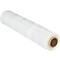 Roll of transparent foil. Brown cardboard core, white, translucent material. For packaging and protection.