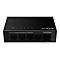 Schwarzer Netzwerkswitch, 5-Port Gigabit Desktop Switch. Aufschrift: STRONG SW5000M, PWR, 1, 2, 3, 4, 5.