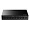 Schwarzer 8-Port Gigabit Desktop Switch von Strong vor weißem Hintergrund.
