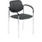 Black conference chair with chrome legs and armrests on a white background.