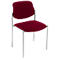 A chair with a maroon seat and backrest on silver legs.