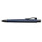 Stylo à bille bleu avec clip noir et le logo Faber-Castell.