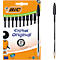 Stylo à bille BIC Cristal Original noir, boîte de 10, 1,0 mm, pointe moyenne