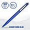 Stylo à bille bleu, posé sur du papier quadrillé, à côté de deux cercles avec du texte. Couleur d'écriture bleue.