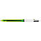 Stylo à bille multicolore avec pointe transparente vert néon et corps blanc.
