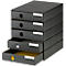styro® Schubladenbox Styroval Pro, 5 Schubladen, geschlossen, B 243 x T 335 x H 323 mm, DIN C4, Polystyrol, stapelbar, öko-schwarz