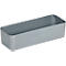 Caja de almacenamiento rectangular gris con esquinas redondeadas.