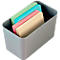 Grijze container gevuld met gekleurde post-its.