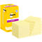Super Sticky Post-it 654-SSCY-P8+4, 8 blocs, 90 feuilles par bloc, 76 x 76 mm chacune, certifié PEFC, emballé sans cellophane, jaune + 4 blocs gratuits