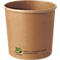 Becher aus braunem Papier, Aufdruck mit '100% FAIR' und weiteren Angaben.
