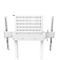 Boîtier en métal blanc avec un motif de trous, fixé à un cadre avec des supports.