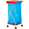 Support mobile pour sac poubelle de 120 litres, avec couvercle rouge