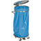 Support mobile pour sac poubelle de 120 litres, structure en inox, avec couvercle et pédale, 5 roulettes