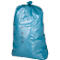Sac poubelle turquoise, noué en haut, avec l'impression '80'.