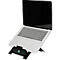 Support pour ordinateur portable R-Go Riser Flexible, pour 1 ordinateur portable/tablette 10-22″ &amp; jusqu'à 5 kg, hauteur réglable sur 5 niveaux, avec porte-documents, aluminium HYLITE®, noir