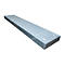 Elongated metal gutter with grating. The surface is made of metal. The product is on a white background.