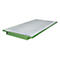 A rectangular, green scale with a silver, textured surface.