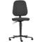 Black office chair, backrest, seat and swivel base with wheels.