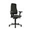 Black office chair with high back and armrests, on a white background.