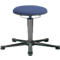 Blue, round seat stool with five-legged black base, adjustable support.