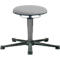 An adjustable grey stool with a 5-arm black base.