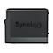 Schwarzes Synology NAS-Gerät. Der Schriftzug Synology ist auf der Vorderseite abgebildet.