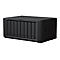 Appareil NAS noir Synology avec huit baies, indicateurs d'état et LAN. Inscription DS1823xs+.
