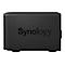 Ein schwarzes Synology NAS-Gerät, vorne steht der Markenname.