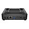 Schwarzer Mini-PC mit AnschlÃ¼ssen fÃ¼r HDMI, USB, Ethernet, Audio und Stromanschluss.