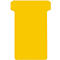 Yellow, rectangular tag with rounded corners and a recess at the top.