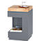 Table d'appoint, carrée, pied colonne avec vide-poches &amp; patins en feutre, jusqu'à 30 kg, L 350 x P 350 x H 540 mm, bois de cerf-chêne/acrylique, gris mat