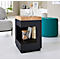 Table d'appoint, carrée, pied colonne avec vide-poches &amp; patins en feutre, jusqu'à 30 kg, L 350 x P 350 x H 540 mm, bois de cerf-chêne/acrylique, noir mat