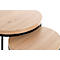 Deux tables d'appoint rondes et empilées en bois avec des cadres en métal noir.