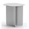 Petite table d'appoint en métal gris clair avec des pieds incurvés et un plateau carré.