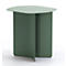 Table d'appoint minimaliste vert sauge avec piètement en croix sur fond blanc.