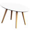 Table d'appoint SCANDI, ovale, cadre à 4 pieds en bois massif, L 650 x P 400 x H 350 mm, blanc / hêtre