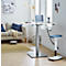 Table d'appoint Start Off, réglable en hauteur électriquement, rectangulaire, pied colonne, L 1000 x P 600 x H 635-1285 mm, blanc/aluminium blanc