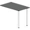 Table d'extension NEVADA, rectangulaire, l. 1000 x P 600 x H 740 mm, tube rond, gris foncé/blanc 