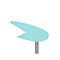 Table d'extension X-TIME-WORK, piétement rond, avec arrondi à droite, 960 x 1850 x 740 mm, pour bureau de 2000 mm de l., verre/alu