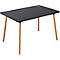 Table de bistrot Palomba, rectangulaire, piétement 4 pieds en bois massif, L 1200 x P 800 x H 750 mm, noir/hêtre