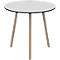 Table de bistrot Palomba, ronde, piétement 3 pieds en bois massif, Ø 800 x H 750 mm, blanc/hêtre